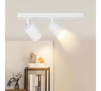 ZMH Luz de techo LED Foco de techo blanco: GU10 Punto de luz de techo 2 llamas Foco de techo giratorio de 350 ° Luz de pasillo moderna Foco de pared industrial Sala de estar sin bombillas