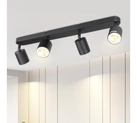 ZMH Plafón con 4 llamas Focos de techo negros - Focos de techo GU10 modernos Plafón de salón Lámpara de techo de diseño giratorio de metal Lámpara de salón para pasillo Dormitorio Pasillos Comedor