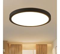 ZMH Plafon LED Techo Lampara Techo Panel - Ø23cm Lámpara de Baño Blanco Cálido 18W Dormitorio Iluminación IP44 Impermeable Negro Pasillo Lámpara Redonda para Baño Cocina Pasillo