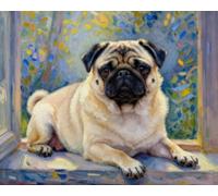ZMHZMY Juego de pintura por números para adultos, kit de pintura al óleo sobre lienzo para principiantes con pinceles, pigmentos acrílicos, carlino, 40 x 50 cm, sin marco