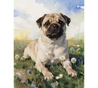 ZMHZMY Juego de pintura por números para adultos, kit de pintura al óleo sobre lienzo para principiantes con pinceles, pigmentos acrílicos, carlino, 40 x 50 cm, sin marco