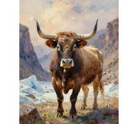 ZMHZMY Kit de pintura al óleo por números para adultos, vaca, cuerno largo, kit de pintura digital preimpreso, lienzo para decoración del hogar, 40 x 50 cm sin marco
