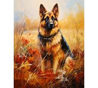 ZMHZMY Kit de pintura por números DIY pintado a mano para principios pastor alemán, kit de pintura por números para regalo, decoración del hogar, 40 x 50 cm (sin marco)