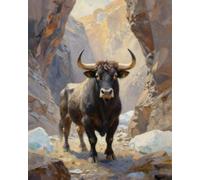 ZMHZMY Kits de pintura por números, animales, vaca de cuerno largo, kit de pintura digital por números, sobre lienzo, decoración de pared para el hogar, 40 x 50 cm, sin marco