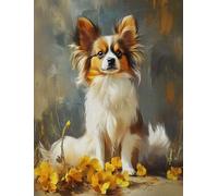 ZMHZMY Pintar por números para adultos, principiantes, juegos de pintura de lienzo de regalo, 40 x 50 cm, sin marco, perro papillón