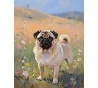 ZMHZMY Pintura al óleo para perros, Pug, pintura por números sobre lienzo, kits de pintura que incluyen pincel y pigmentos, 40 x 50 cm, sin marco