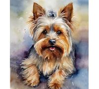 ZMHZMY Pintura al óleo por números para principiantes, Yorkshire Terrier, perro, pintura por números, pintura al óleo, lienzo, decoración del hogar, 40 x 50 cm, sin marco