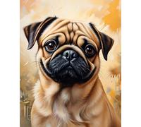 ZMHZMY Pintura digital por números, perro carlino por números, para adultos, decoración del hogar, 40 x 50 cm, sin marco