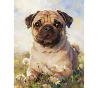 ZMHZMY Pintura DIY por números para adultos Pug DIY Pintura al óleo de Numbers Kit Craft DIY Pintura sobre lienzo paisaje sin marco 40 x 50 cm, sin marco