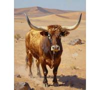 ZMHZMY Pintura por números para adultos, kit de pintura al óleo acrílica con diseño de vaca de cuerno largo para adultos principiantes sobre lienzo, 16 x 20 pulgadas, sin marco