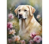 ZMHZMY Pintura por números para adultos, labrador retriever y flores, pinturas acrílicas para principiantes y pintores experimentados, regalo para familiares y amigos, 40 x 50 cm