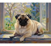 ZMHZMY Pintura por números para adultos, Pug 40 x 50 cm, kit de pintura al óleo pintada a mano sobre lienzo, regalo para cumpleaños, decoración del hogar