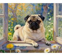 ZMHZMY Pintura por números para adultos, Pug 40 x 50 cm, kit de pintura al óleo pintada a mano sobre lienzo, regalo para cumpleaños, decoración del hogar