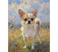 ZMHZMY Pintura por números para adultos sobre lienzo, chihuahua, hierba, flores, kit de pintura al óleo acrílica preimpresa, pintura digital, regalo de Navidad, 40 x 50 cm, sin marco