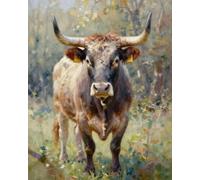 ZMHZMY Pintura por números para adultos, vaca de cuerno largo, kit de pintura por números, pintura al óleo, lienzo para decoración del hogar, 40 x 50 cm sin marco