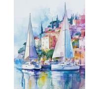 ZMHZMY Pintura por números para adultos, velero de alta mar, 40 x 50 cm, kit de pintura al óleo pintada a mano sobre lienzo, regalo para cumpleaños, decoración del hogar