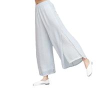 ZMIN Blusa de algodón y lino, estilo chino, estilo retro Hanfu, cárdigan suelto, ropa de mujer, pantalones literarios y de pierna ancha, C5., L