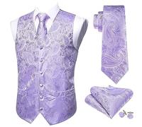 ZMIN Chaleco de seda delgado para hombre floral traje chaleco cachemira corbata pañuelo gemelos corbata chaleco de negocios para hombres, GM-2097, S