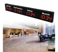 ZMJGLL Reloj de Zonas horarias del Mundo, Reloj Digital de múltiples Zonas horarias, Reloj Mundial LED, Reloj Mundial, para Empresas multinacionales, hoteles y oficinas. (Red 4City)
