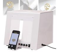 ZMJGLL Tienda de fotografía Tipo Carpa con Caja de luz, Plataforma giratoria eléctrica de Velocidad Ajustable, Luces LED de Brillo Ajustable de 3000 a 5500 K, Fondo Negro extraíble. (30cm)