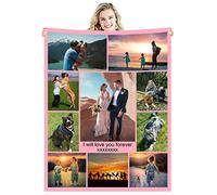 Zmkar Manta Personalizada con Foto Texto, Mantas Adulto bebé Personalizadas Regalos para Papá, Mamá, Niños, Amigos y Amantes, Navidad San Valentín Cumpleaños Regalo (100x150cm, 10 Fotos)