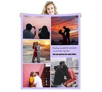 Zmkar Manta Personalizada con Foto Texto, Mantas Adulto bebé Personalizadas Regalos para Papá, Mamá, Niños, Amigos y Amantes, Navidad San Valentín Cumpleaños Regalo (100x150cm, 5 Fotos)