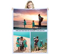 Zmkar Manta Personalizada con Foto Texto, Mantas Adulto bebé Personalizadas Regalos para Papá, Mamá, Niños, Amigos y Amantes, Navidad San Valentín Cumpleaños Regalo (80x120cm, 3 Fotos)
