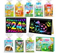 ZMLM Libros Scratch Art Kit con Plantilla y Lápiz de Madera, Regalos Cumpleaños Niños Colegio - Lembrancas Aniversario Criancas - Detalles cumpleaños niños y Niña Alumnos 3 a 12 Años (24 Naturaleza)