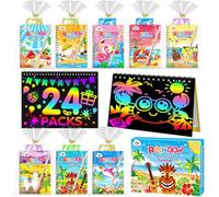 ZMLM Libros Scratch Art Kit con Plantilla y Lápiz de Madera, Regalos Cumpleaños Niños Colegio - Lembrancas Aniversario Criancas - Detalles cumpleaños niños y Niña Alumnos 3 a 9 Años (24PCS Unidades)