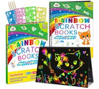 ZMLM Scratch Paper Art-Craft Gifts - 2 Pack Rainbow Scratch Set para niños Actividad colorear Drawing Black Magic Supplies Kits para Cumpleaños Regalo Fiesta Juguetes de Navidad