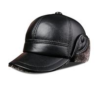 ZMNKH Men Leather Trapper Hat Trooper Winter Warm Hunting Hat Women Earflap Skiing Hat Cap Aviator Bomber Hats Baseball Cap