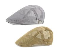 ZMNKH Men Women Mesh Newsboy Hat 2 Pack Summer Adjustable Ivy Gatsby Cabbie Driving Hunting Hat Flat Cap