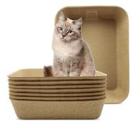 Zmpkhba Paquete de 8 cajas de arena desechables para gatos, bandeja de arena portátil de papel para gatitos, caja grande resistente a fugas para conejos, animales pequeños, interiores y exteriores, 16