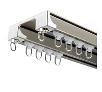 ZMQU Riel de Cortina de Doble riel con Ruedas de rodamiento, aleación de Aluminio de 2,0 mm, Multicolor, 70-600 cm (Blanco, 75 cm/2,46 pies)(Champagne,150cm/4.92ft)