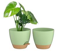 ZMTECH Vaso per Piante da 20 cm con Presa D'acqua Fioriere Autoinnaffianti con Fori Di Drenaggio e Sottovaso in Plastica per Piante da Interno e Da Esterno (Verde, Confezione da 2)
