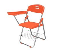 ZMTGLTG Silla de Entrenamiento Plegable de Polipropileno con Mesa, Pantalla for Libros y Estructura de Acero Engrosado, Duradera y Resistente al Desgaste. Ideal for Clases particulares.(Orange)