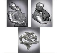 ZMURED Arte de pared 3D para decoración de pared, estatua de arte moderno, pintura en lienzo, arte de pared grande para decoración de baño y dormitorio (3 piezas de beso de abrazo)