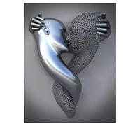 ZMURED Arte de pared 3D para decoración de pared, estatua de arte moderno, pintura en lienzo, arte de pared grande para decoración de baño y dormitorio (pareja besando)