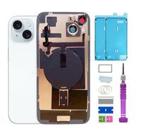 ZMVDJZ 15 Plus - Repuesto de cristal trasero con placa y cable flexible y todas las piezas para iPhone 15 Plus (azul, 6.7 pulgadas) + cinta impermeable + herramientas de reparación (azul)