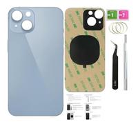ZMVDJZ Cristal trasero de repuesto para iPhone 14 (medianoche, 6.1 pulgadas) con cinta preinstalada + instrucciones de instalación + herramientas de reparación + protector de pantalla (azul)