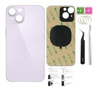ZMVDJZ Cristal trasero de repuesto para iPhone 14 (medianoche, 6.1 pulgadas) con cinta preinstalada + instrucciones de instalación + herramientas de reparación + protector de pantalla (morado)