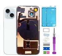 ZMVDJZ Repuesto de cristal trasero con placa y cable flexible y todas las piezas para iPhone 15 (azul, 6.1 pulgadas) + cinta impermeable + herramientas de reparación (azul)
