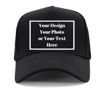 ZMvise Custom Your Own Design - Gorra de béisbol unisex de algodón personalizada de 5 paneles, lisa, ajustable, Negro -, Medium