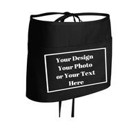 ZMvise Delantal de cintura personalizado con 3 bolsillos, texto en inglés "Your Design" para mujeres y hombres, camarero, medio delantal, Negro -, talla única