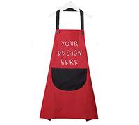 ZMvise Delantal de Cocina Personalizado Diseño Personalizado Logo de Texto Unisex para Hombres y Mujeres, Rojo, Talla Única