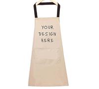 ZMvise Delantal de cocina personalizado Personalizado Su Diseño Texto Logo Unisex Mujeres Hombres Delantales, beige, Talla única