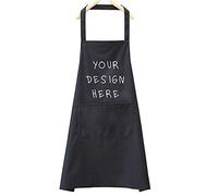 ZMvise Delantal de cocina personalizado Personalizado Tu Propio Diseño Texto Logo Unisex Mujeres Hombres Delantales, Negro , Talla única