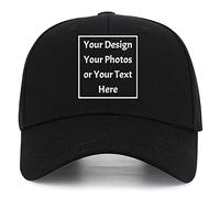 ZMvise Personalizar su logotipo de texto imagen Unisex personalizado Plain sombrero ajustable gorra de béisbol, Negro , M