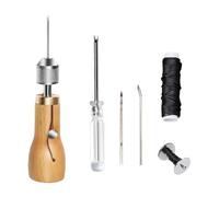 ZMZaoan Juego de costura de cuero con punzón y punzón de costura-aguja Máquina Herramientas Cuero, Juego de Herramientas de Costura con Agujas hilo encerado aguja curvada y cónica para Tejidos Gruesos