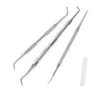 ZMZaoan Lote de 3 Levantaángulos y Lima para Uñas - Doble Cara en Acero Inoxidable para Uñas Encarnadas, Manicura y Pedicura Profesional - Herramienta de Cuidado de Pies